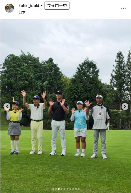 ゴルフ番組収録のようす（井戸木鴻樹のインスタグラムから）