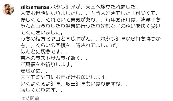 シルクのインスタグラムから