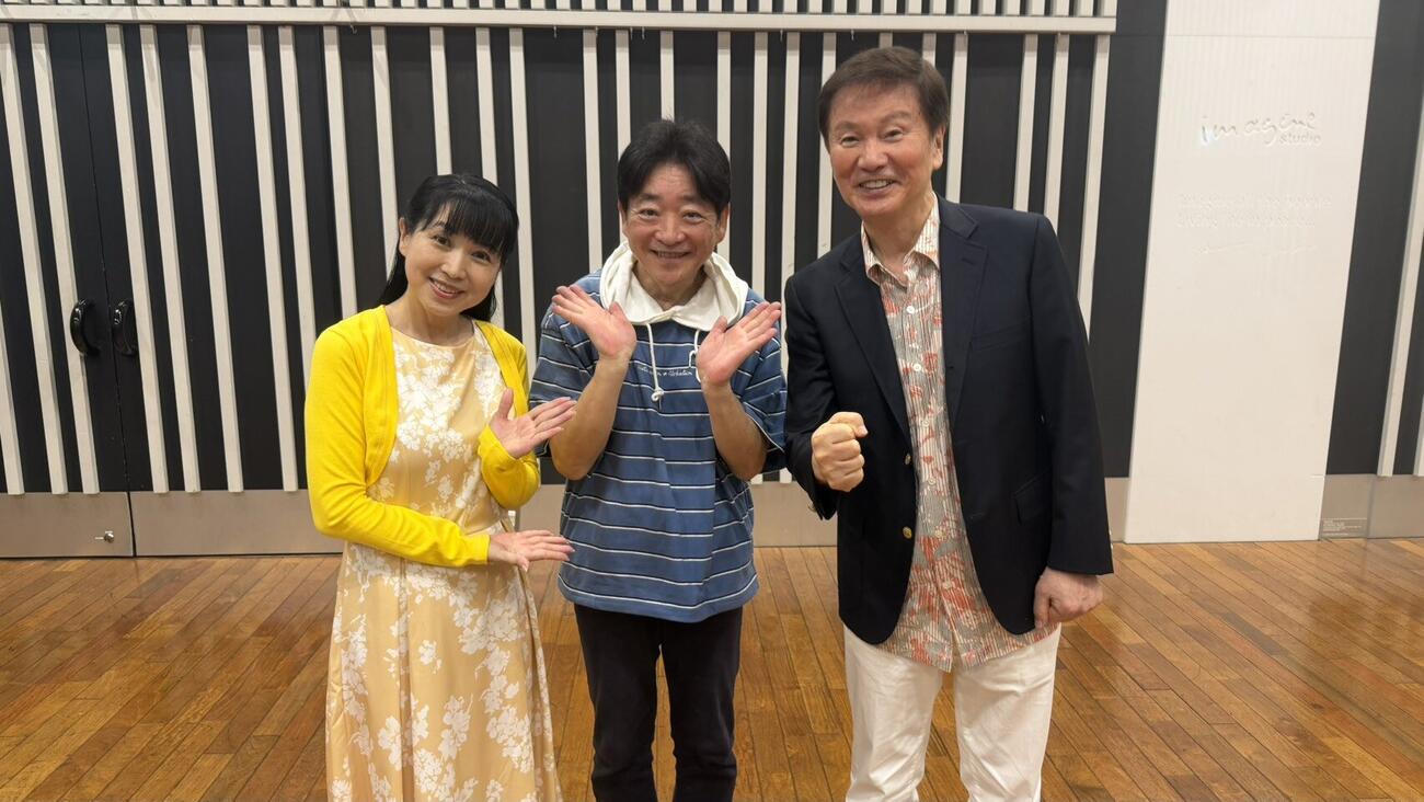 収録に参加した、左から西村知美、水島裕、森田健作