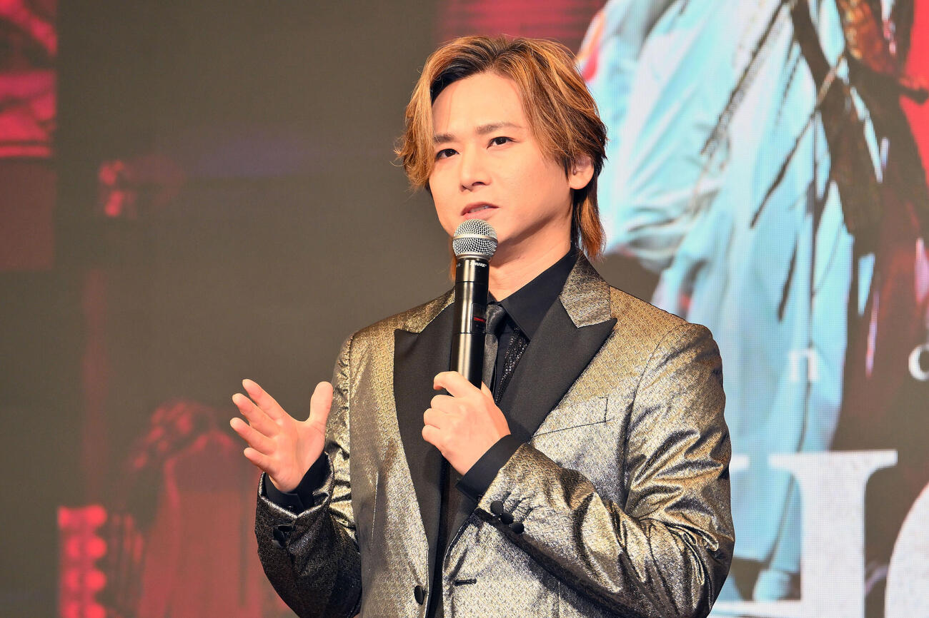 舞台「Endless SHOCK Memories　－CONTINUE－」の製作発表記者会見に登壇した堂本光一（撮影・滝沢徹郎）