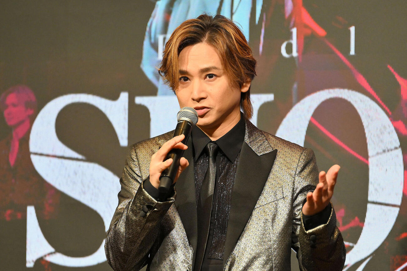 舞台「Endless SHOCK Memories　－CONTINUE－」の製作発表記者会見に登壇した堂本光一（撮影・滝沢徹郎）