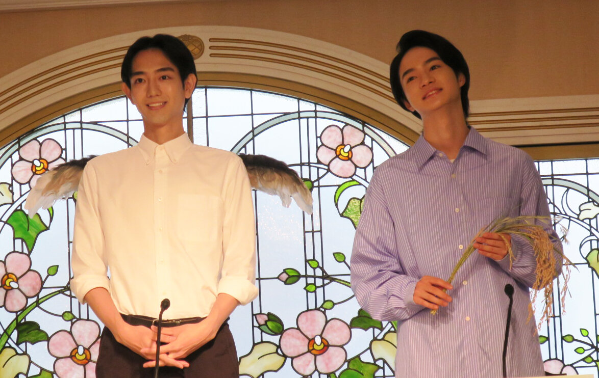 BS－TBSドラマ「天狗の台所　Season3」記者発表会。左から、駒木根葵汰、越山敬達