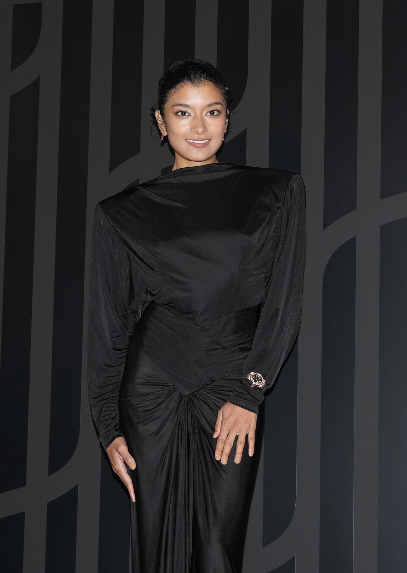 「HUBLOT NIGHT」フォトコールでポーズを決めるローラ（撮影・小島史椰）