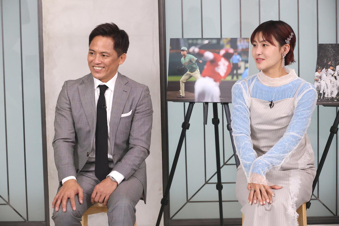 カンテレ「8SPORTS」に出演する野村忠宏氏（左）と村上佳菜子
