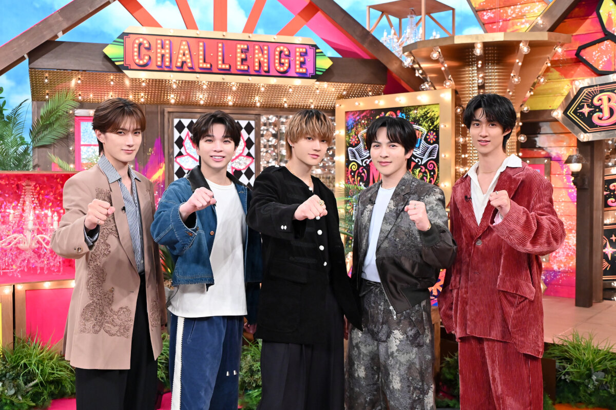 「M！LKの爆裂ミッション」第2弾に臨んだ左から山中柔太朗、塩﨑太智、佐野勇斗、吉田仁人、曽野舜太（C）TBS