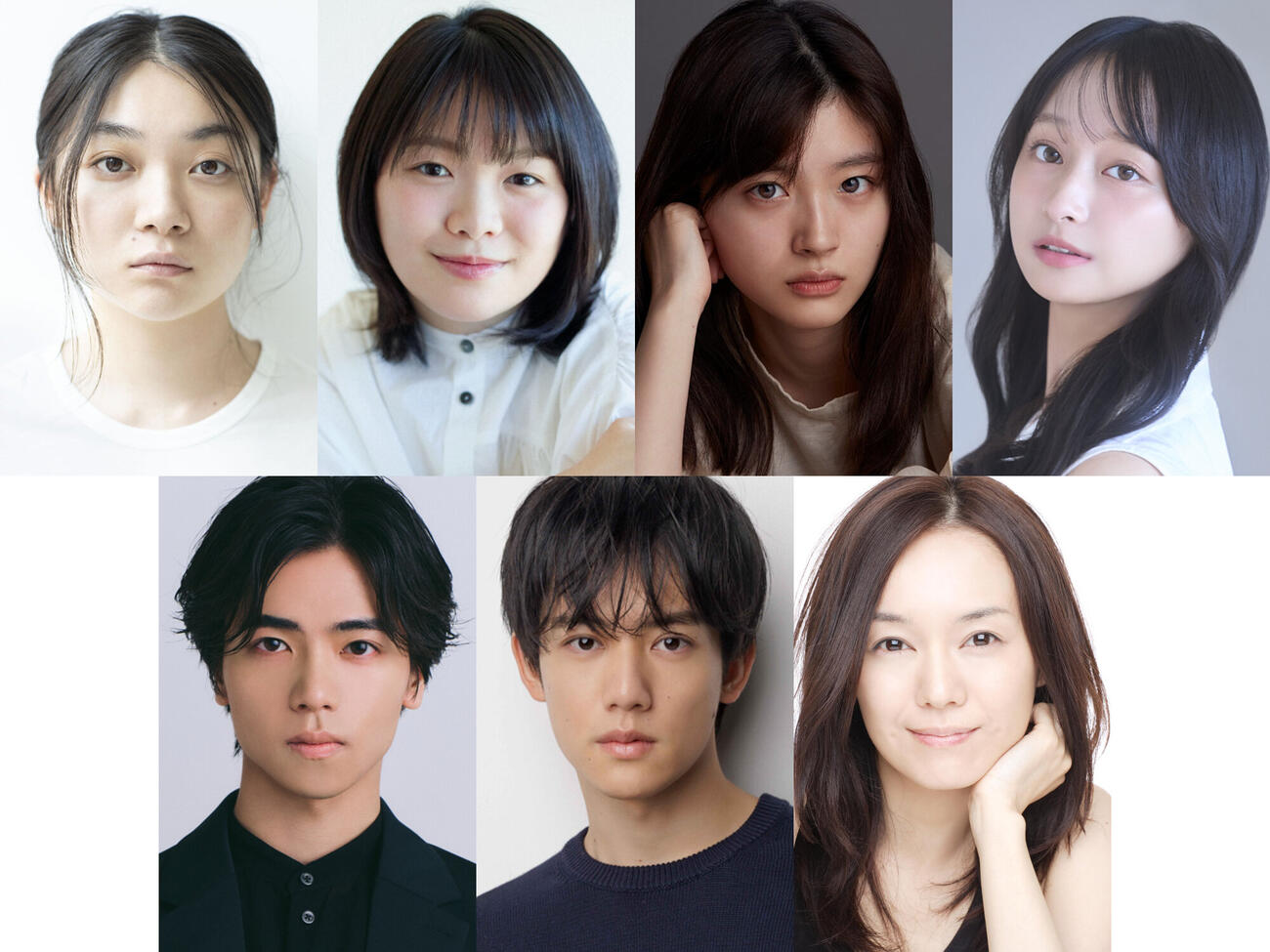 舞台「リアルワールド」に出演する、上段左から三浦透子、富田望生、川床明日香、影山優佳、下段左から金田昇、樋之津琳太郎、奥貫薫