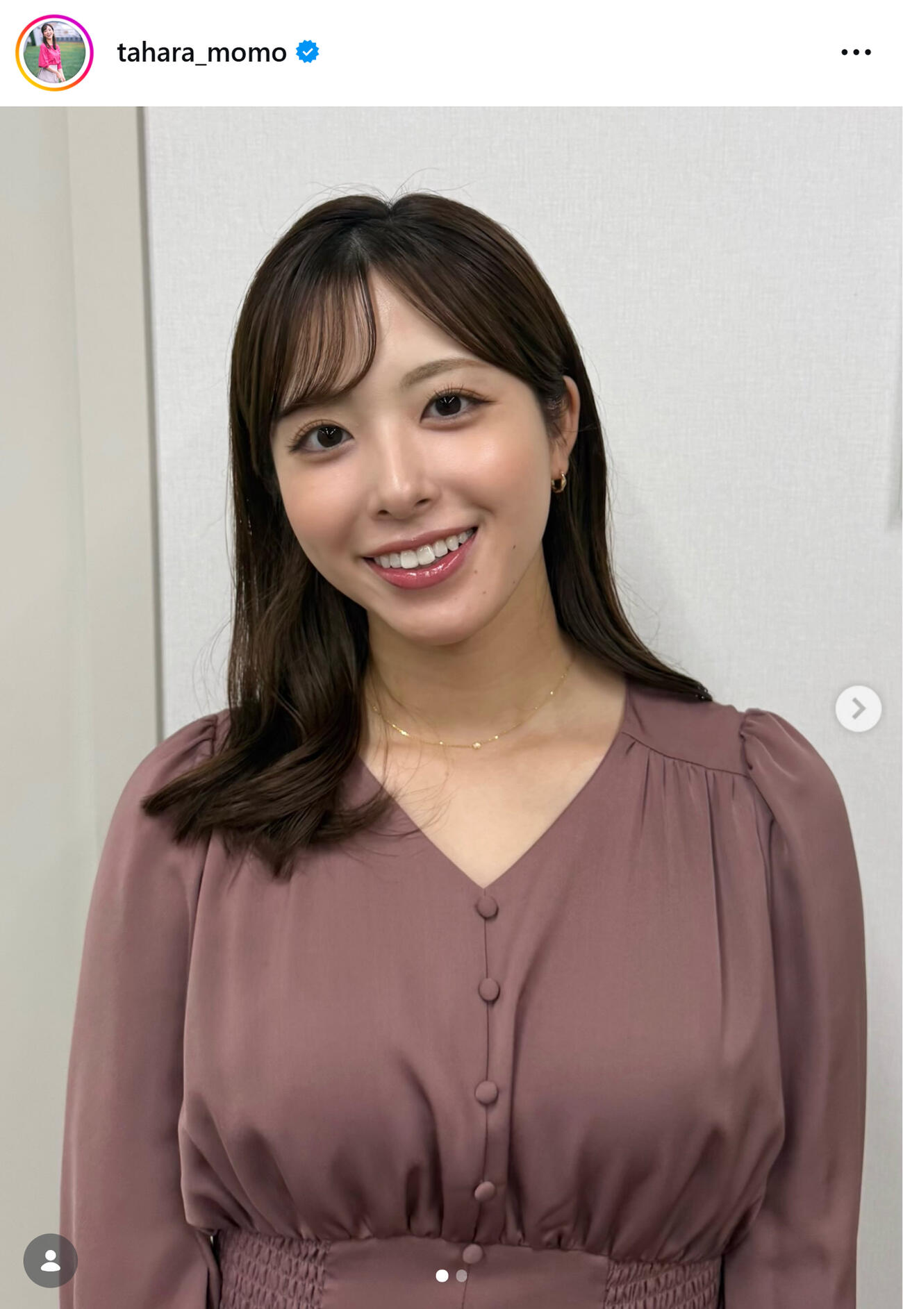 テレ朝田原萌々アナのインスタグラムから