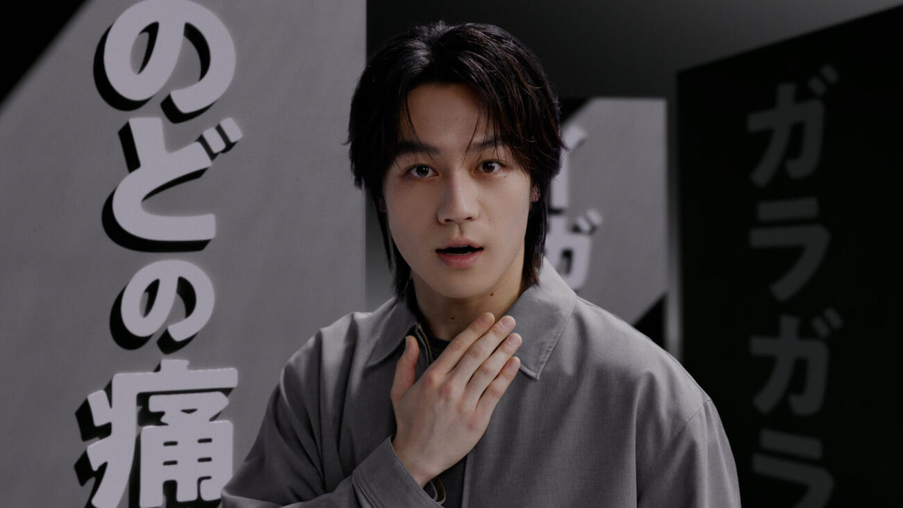 「ベンザブロック」シリーズ新テレビCMを撮影する松田元太