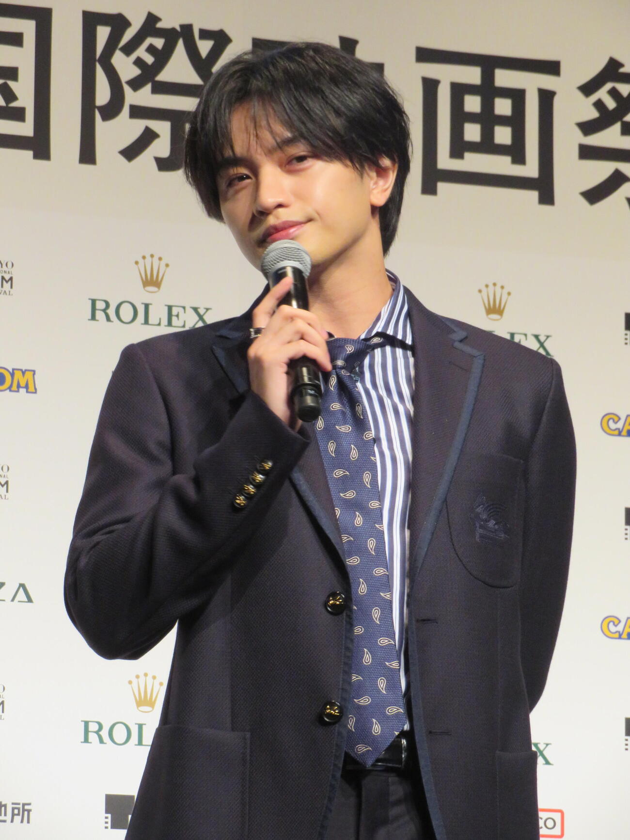 第39回東京国際映画祭ラインナップ発表記者会見にフェスティバル・ナビゲーターとして登壇した中島健人（撮影・村上幸将）
