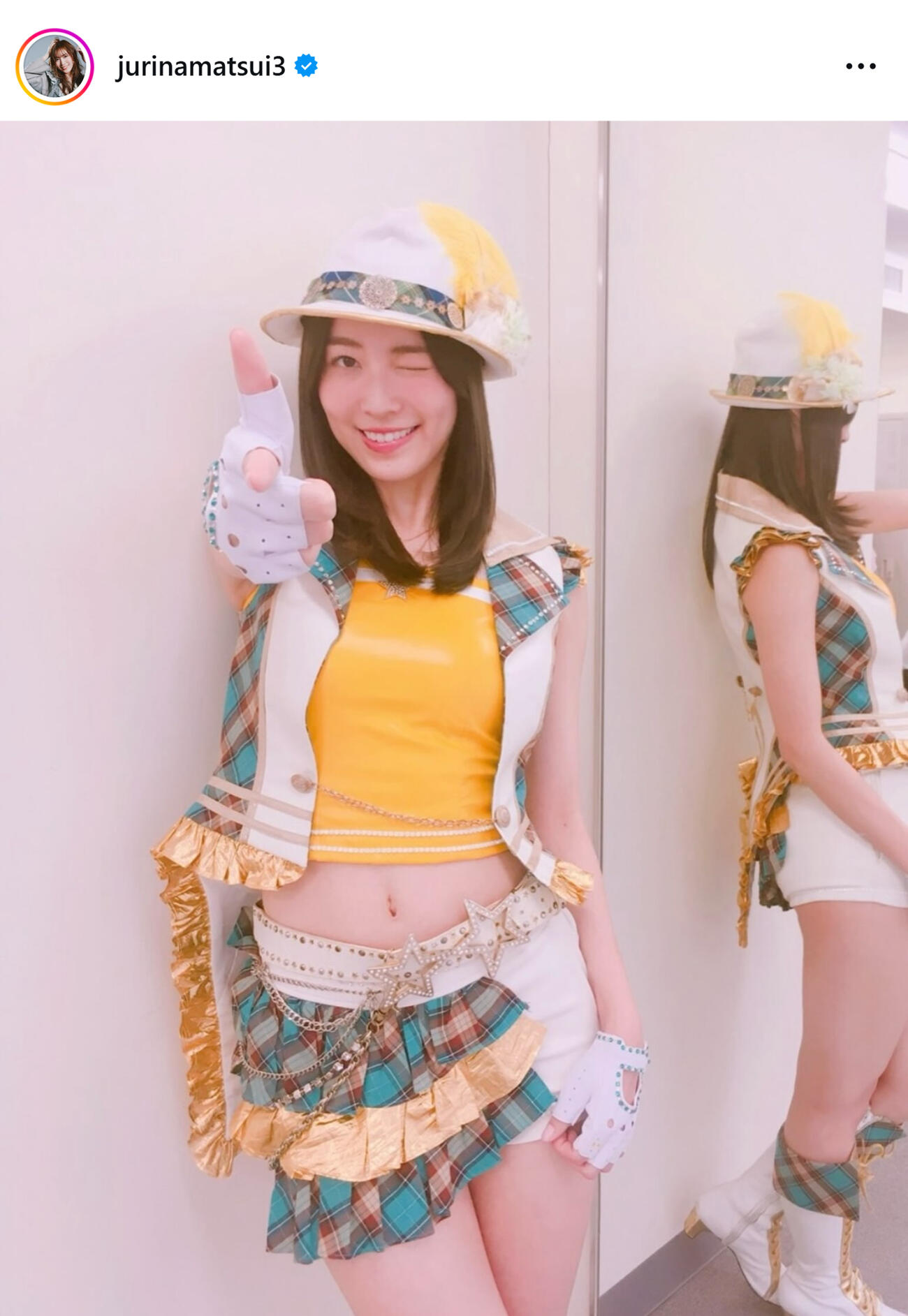 ヘソ出し姿の松井珠理奈（松井珠理奈のインスタグラムから）