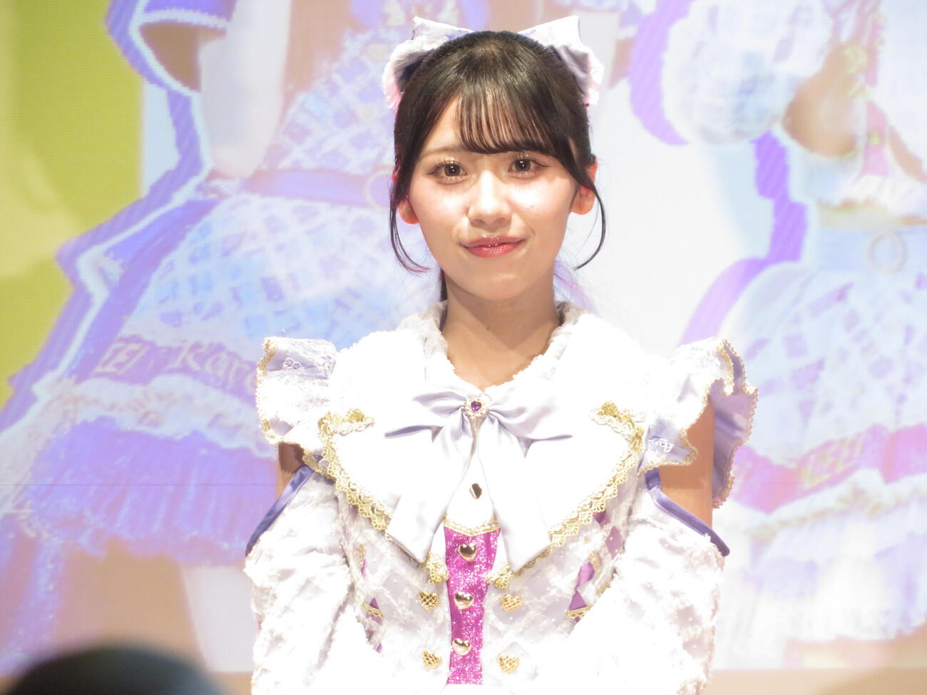 「iFace SafePaq」製品発表会に登壇したiLiFE！の純嶺みき（撮影・望月千草）