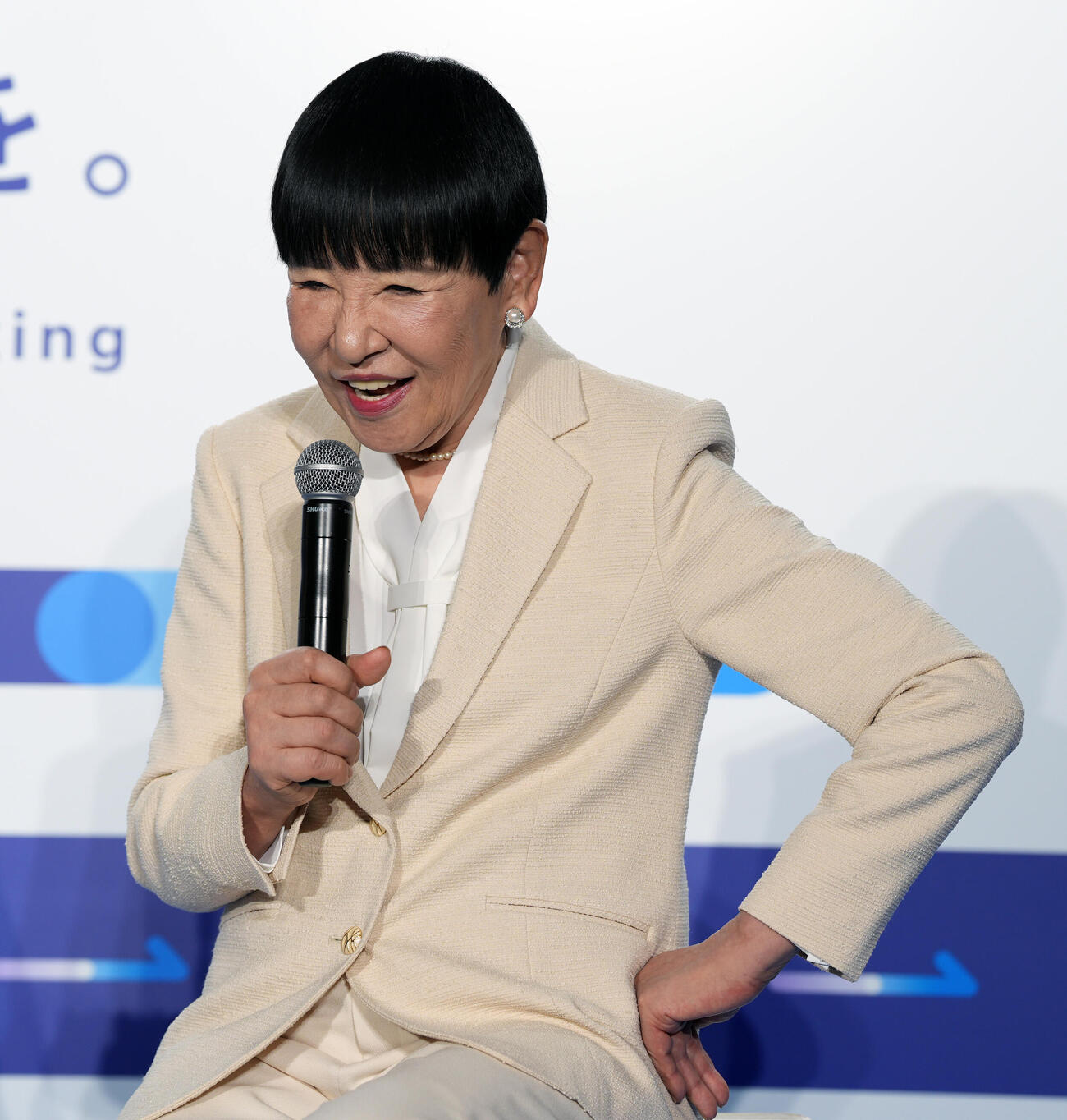 「歩く人生に、つづきを。展」メディア発表会に登壇し笑顔を見せる和田アキ子（撮影・小島史椰）