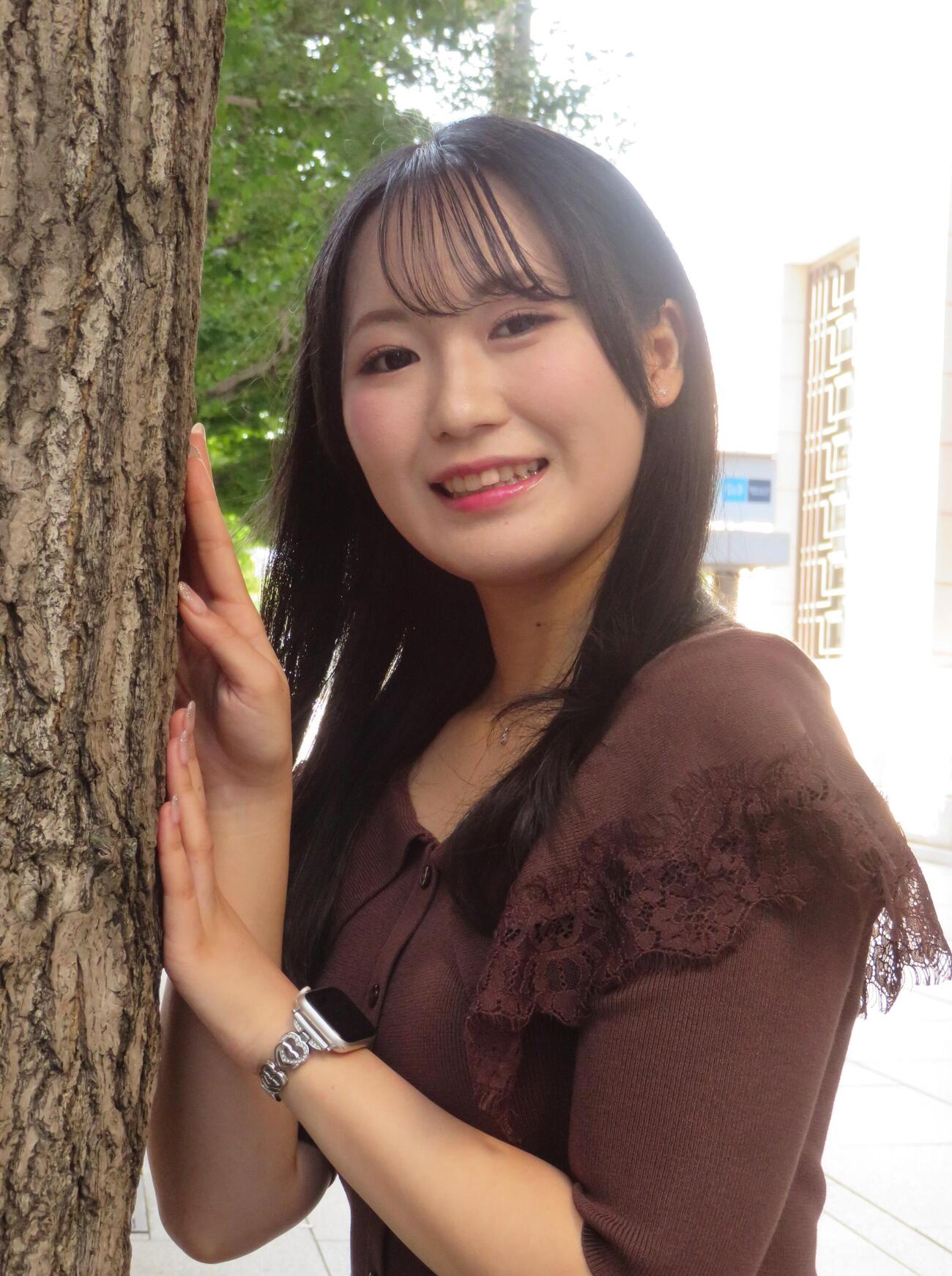 取材会を行った藤崎詩乃（撮影・松本久）
