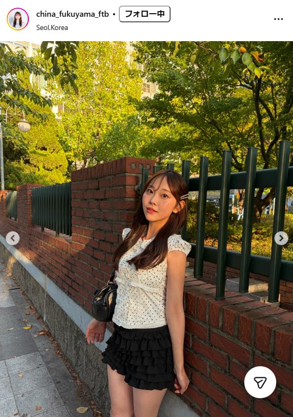 福山千奈アナのインスタグラムから
