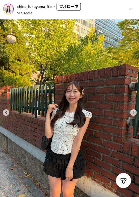 福山千奈アナのインスタグラムから