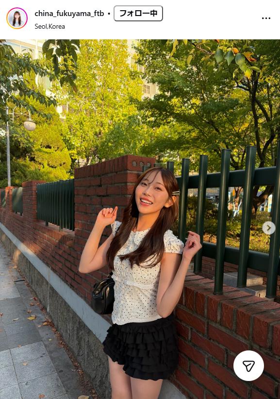 福山千奈アナのインスタグラムから