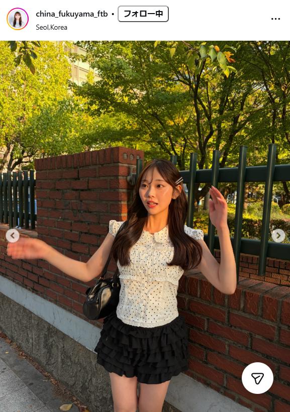 福山千奈アナのインスタグラムから