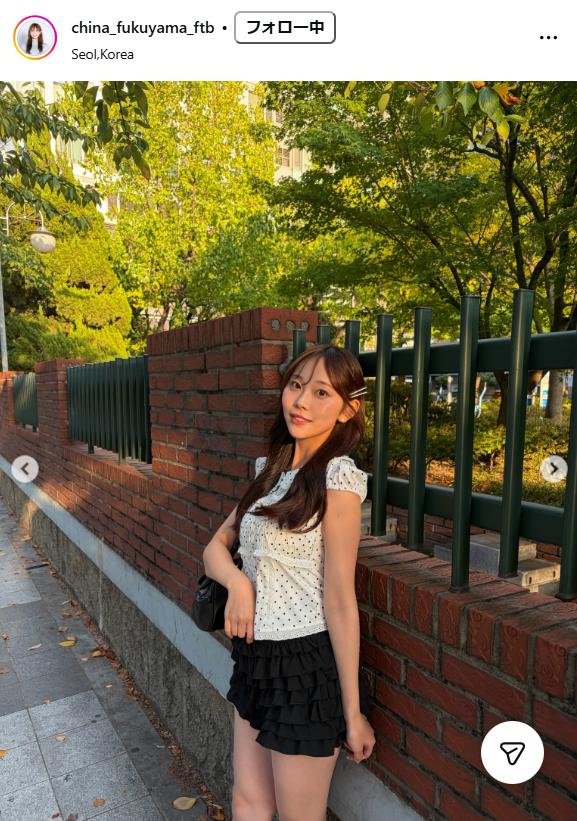 福山千奈アナのインスタグラムから