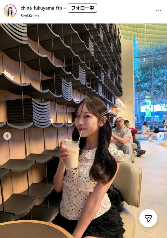 福山千奈アナのインスタグラムから