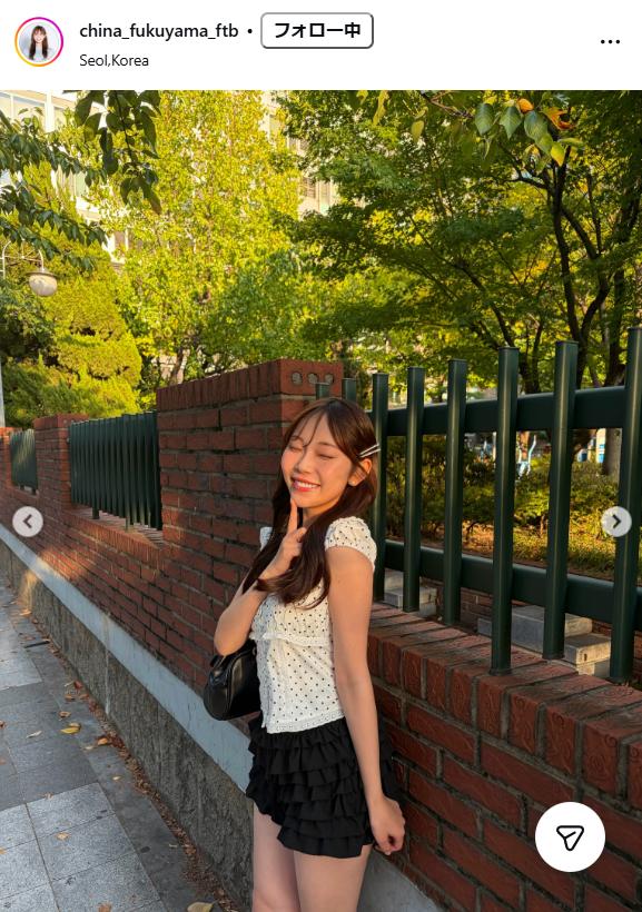 福山千奈アナのインスタグラムから