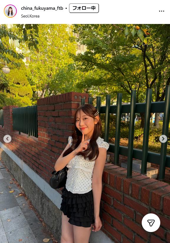 福山千奈アナのインスタグラムから