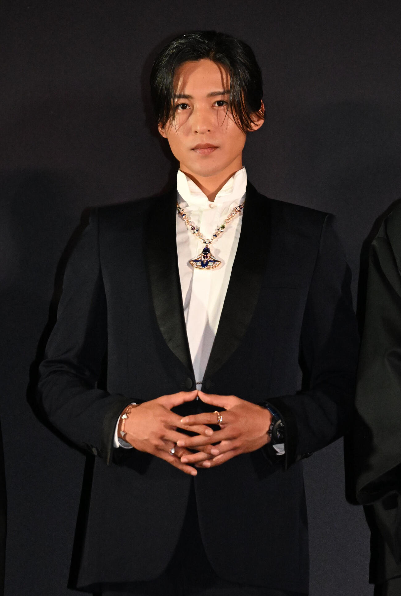 点灯式に参加するSnow Manの目黒蓮（撮影・石井愛子）