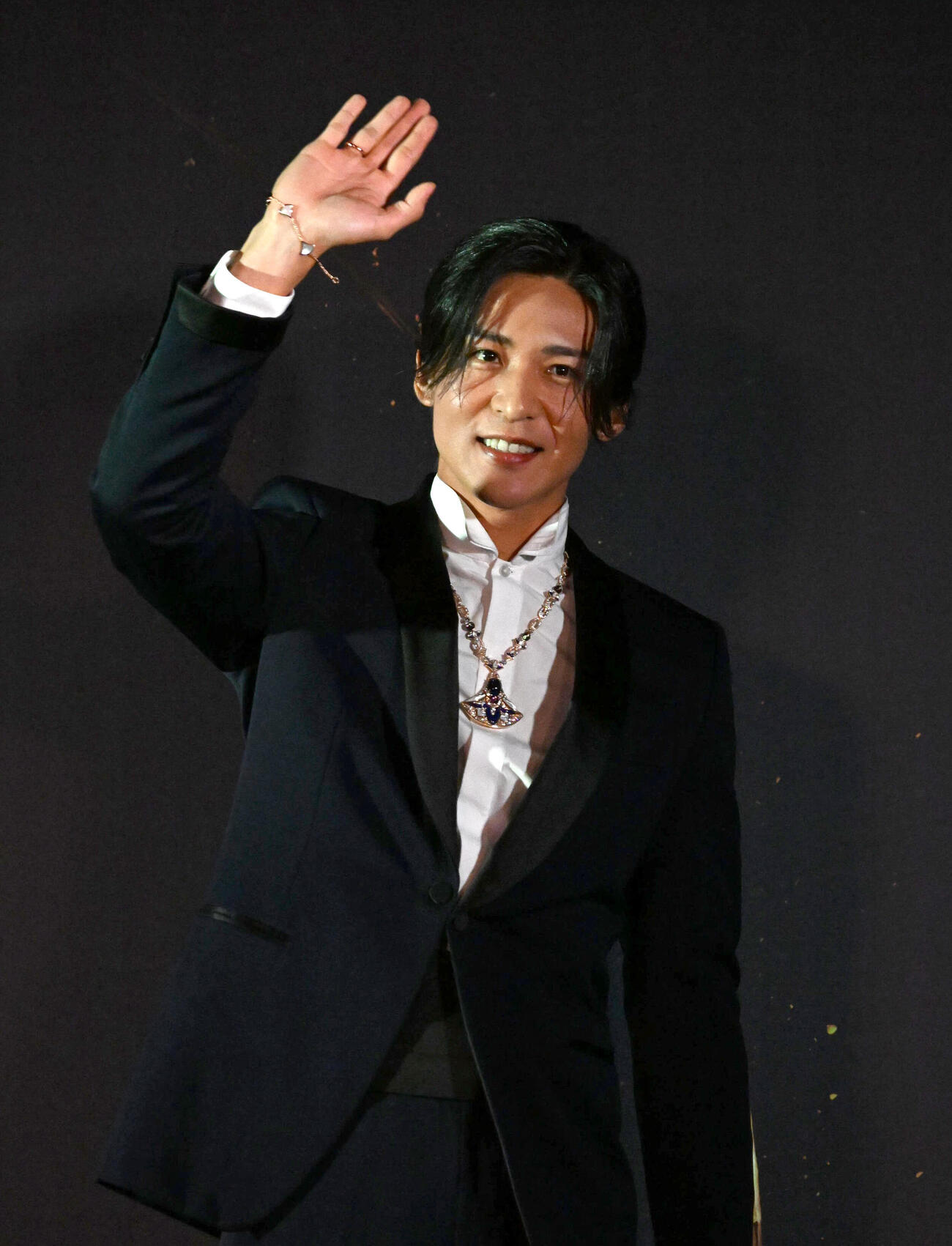 点灯式に参加するSnow Manの目黒蓮（撮影・石井愛子）