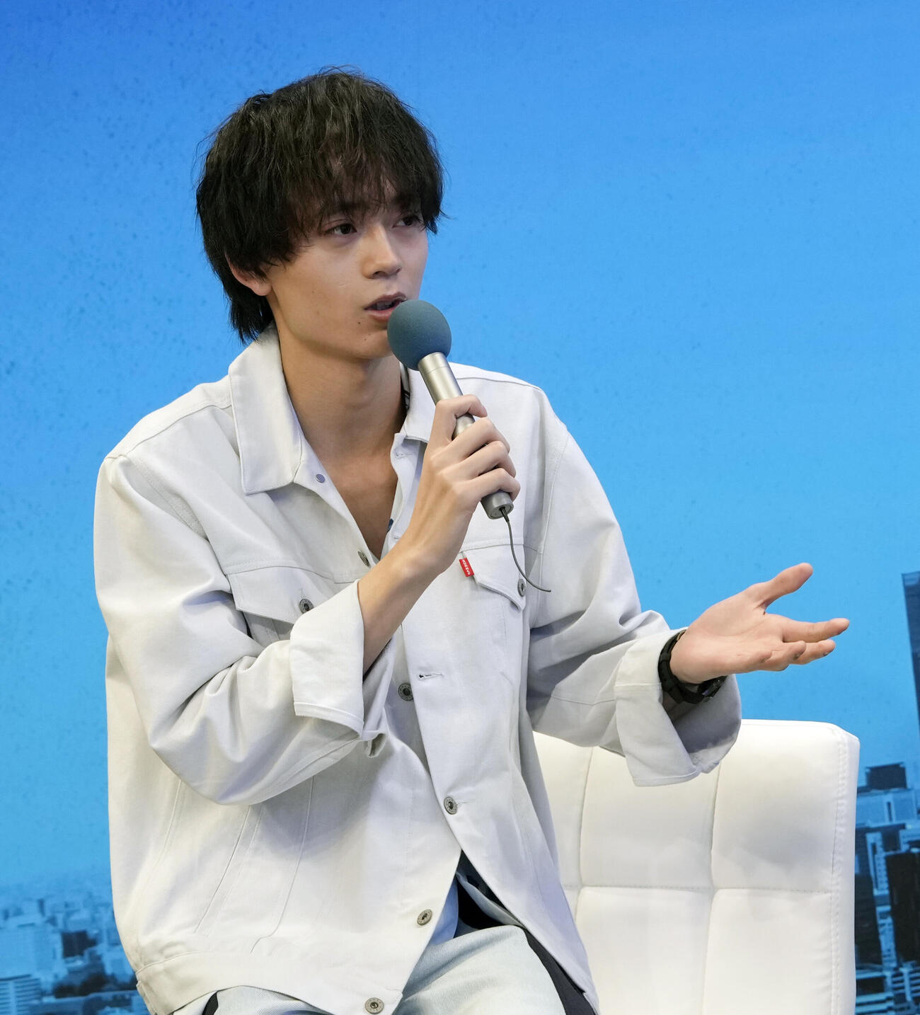 ドラマ「ボーダーズ警視庁特殊事件対策班」記者会見でトークする水沢林太郎（撮影・小島史椰）