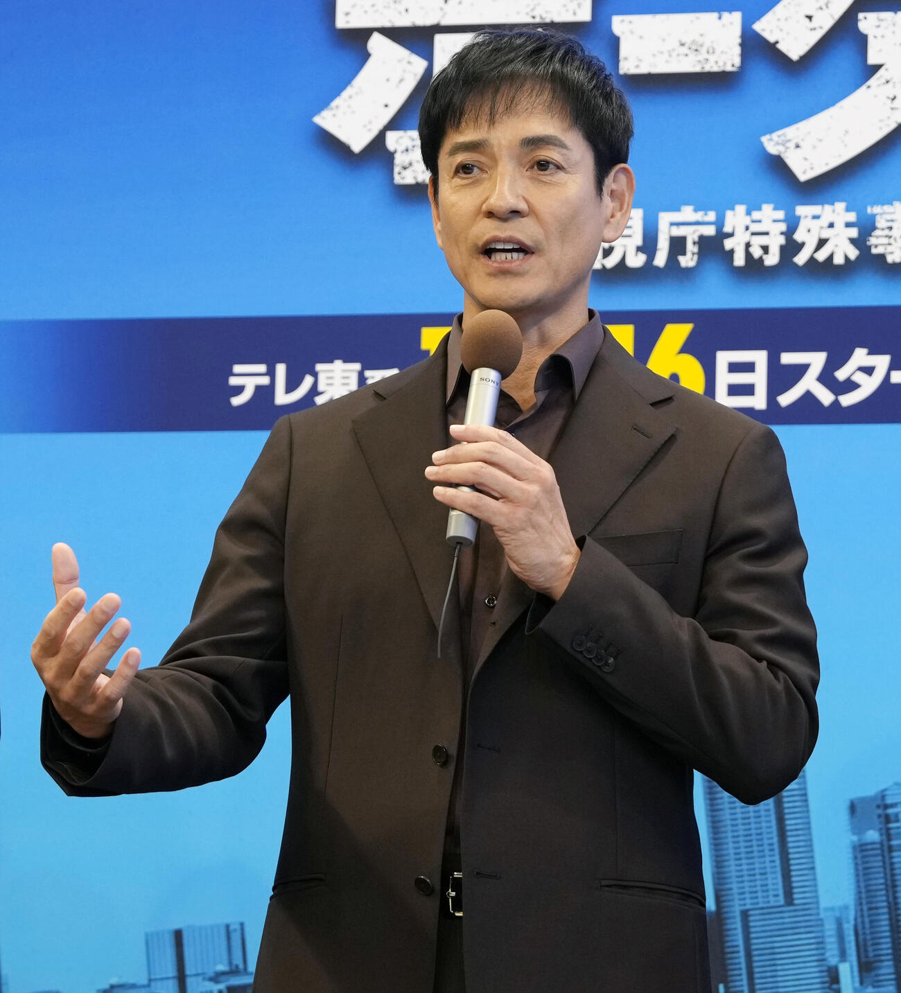 ドラマ「ボーダーズ警視庁特殊事件対策班」記者会見に登壇しトークする沢村一樹（撮影・小島史椰）