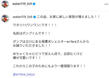 ワタリ119のインスタグラムから