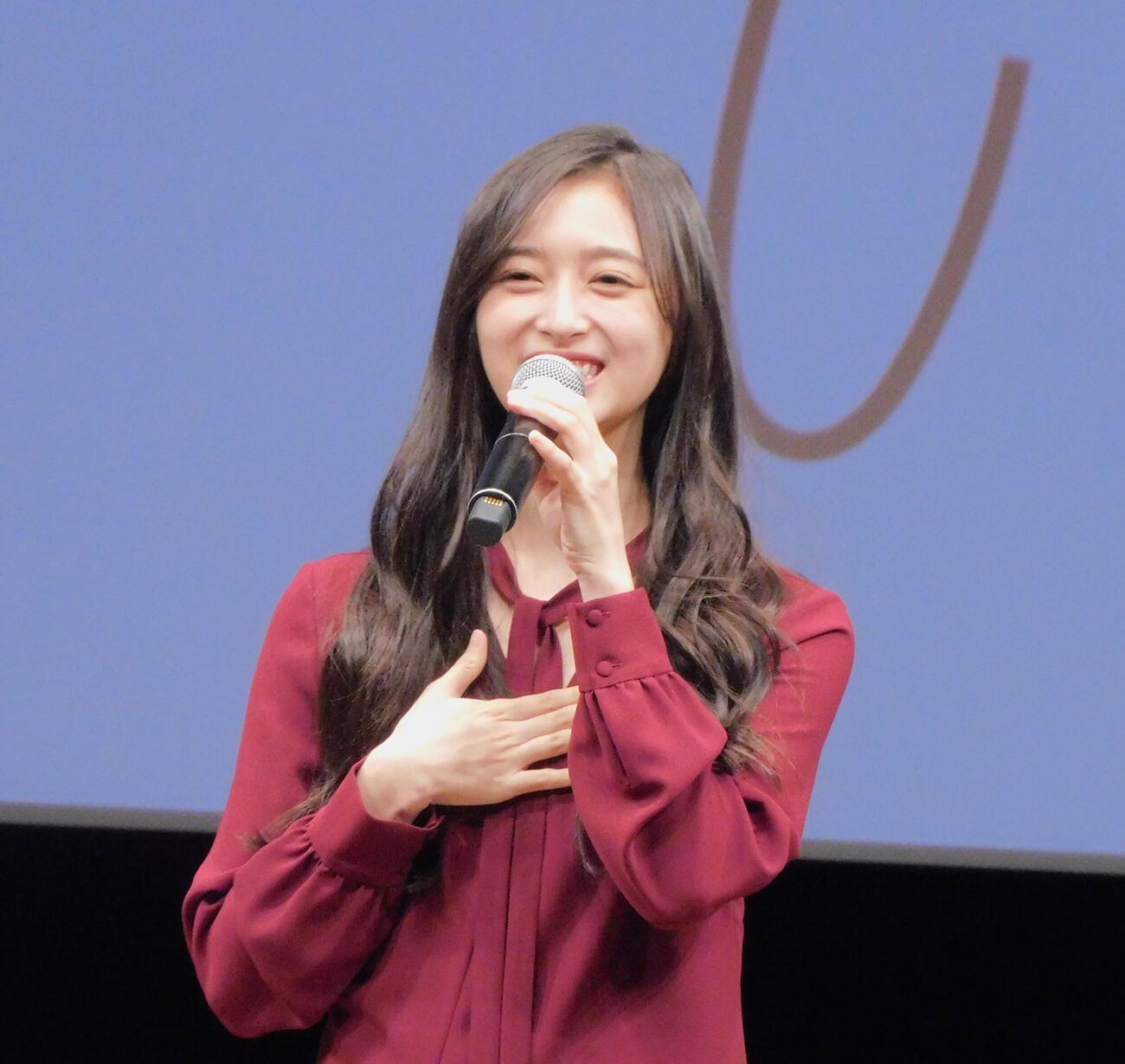 「カップスター劇場『姉といつまでも』特別試写会に登壇した乃木坂46井上和（撮影・寺本吏輝）