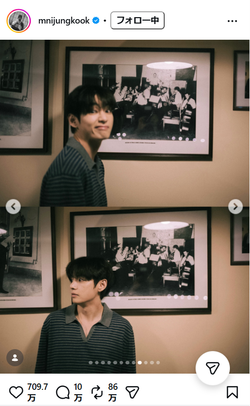 BTSのJung　Kookのインスタグラムから