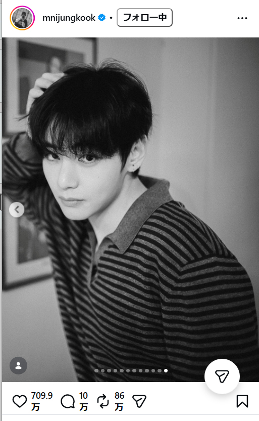 BTSのJung　Kookのインスタグラムから