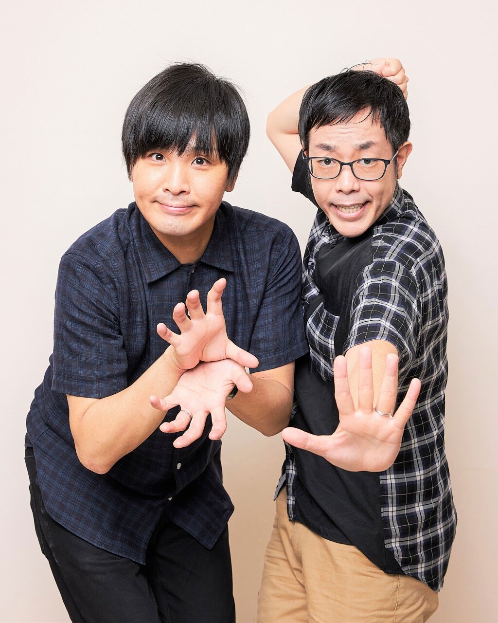 「太田プロライブ月笑2026」クライマックスシリーズにゲスト出演するアイデンティティの田島直弥（左）と見浦彰彦
