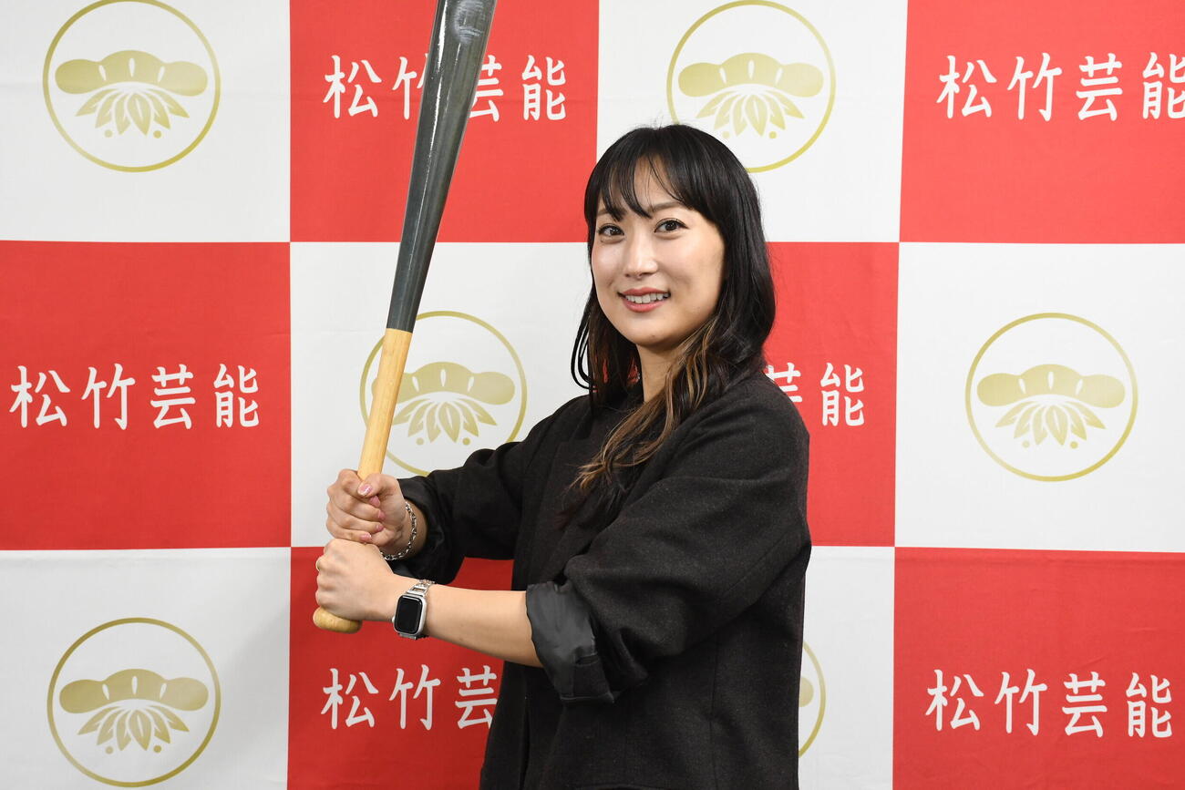 社会人野球愛をあふれさせた清水綾音（撮影・阪口孝志）