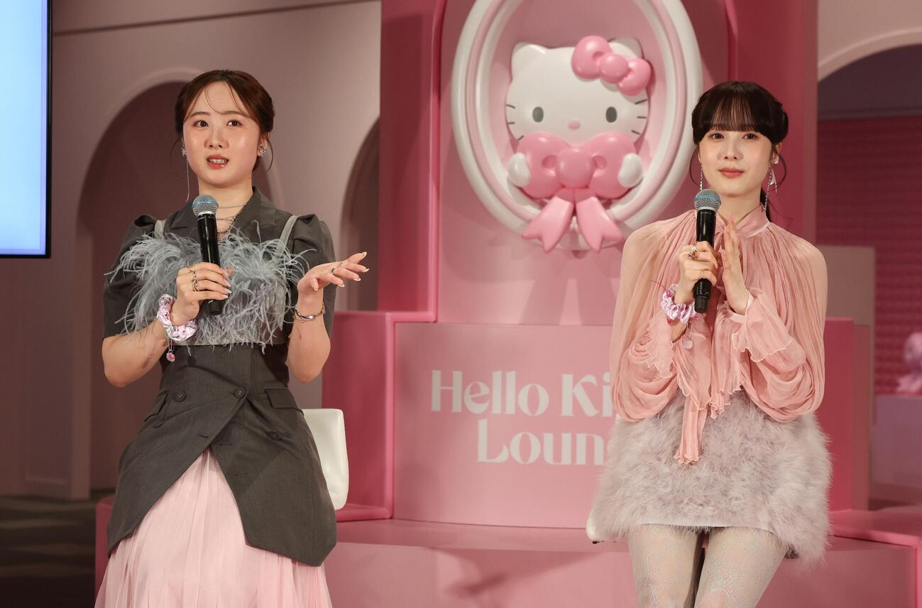 「Hello Kitty's Lounge」プレス発表会でトークセッションする本田望結（左）と本田紗来（撮影・黒川智章）