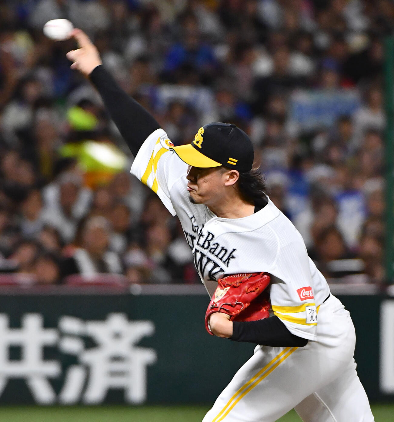 ソフトバンク対DeNA 9回表から登板した、ソフトバンク6番手の杉山一樹（撮影・岩下翔太）