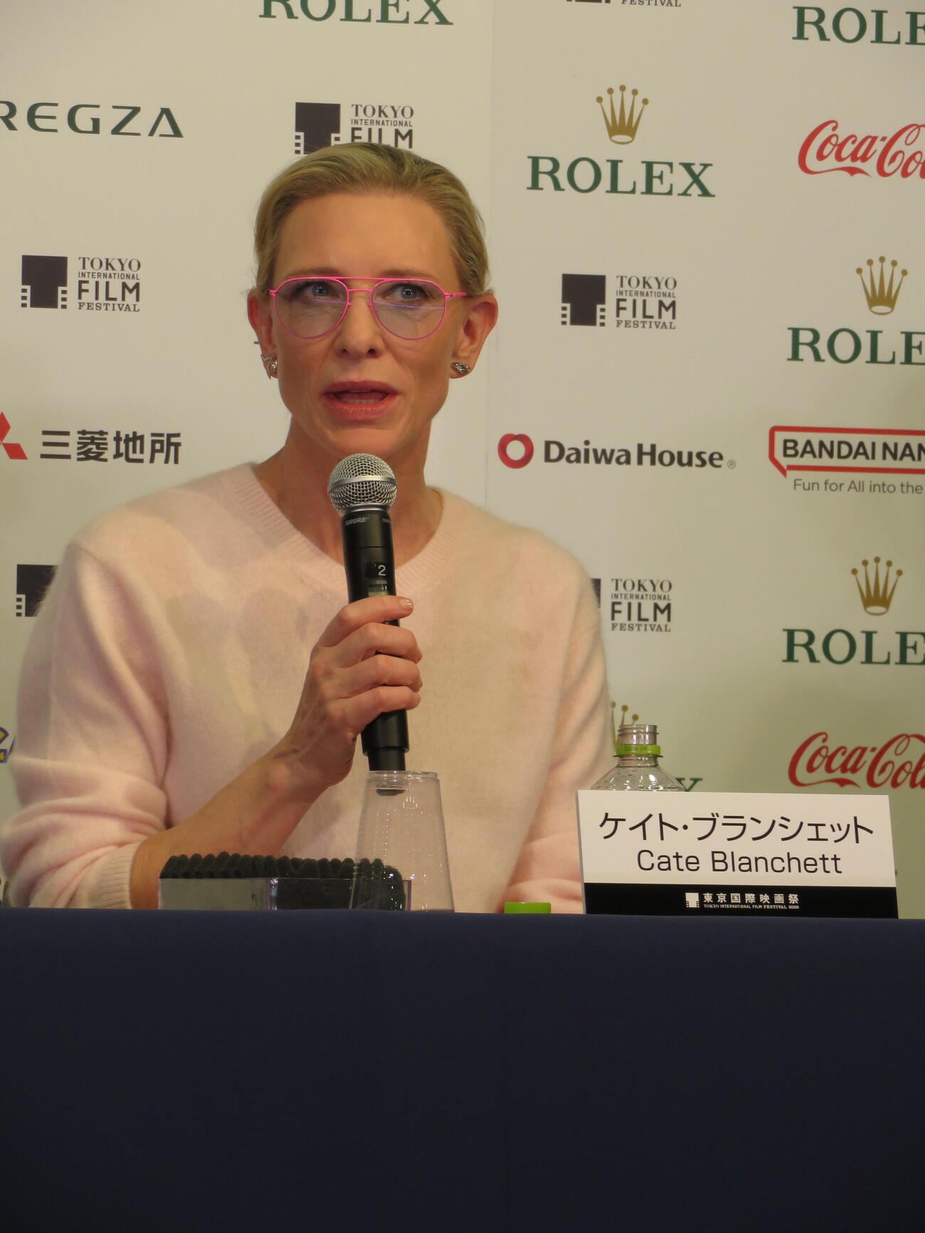 東京国際映画祭で開かれた「ディスプレイスメント・フィルム・ファンド」記者会見に出席したケイト・ブランシェット（撮影・村上幸将）