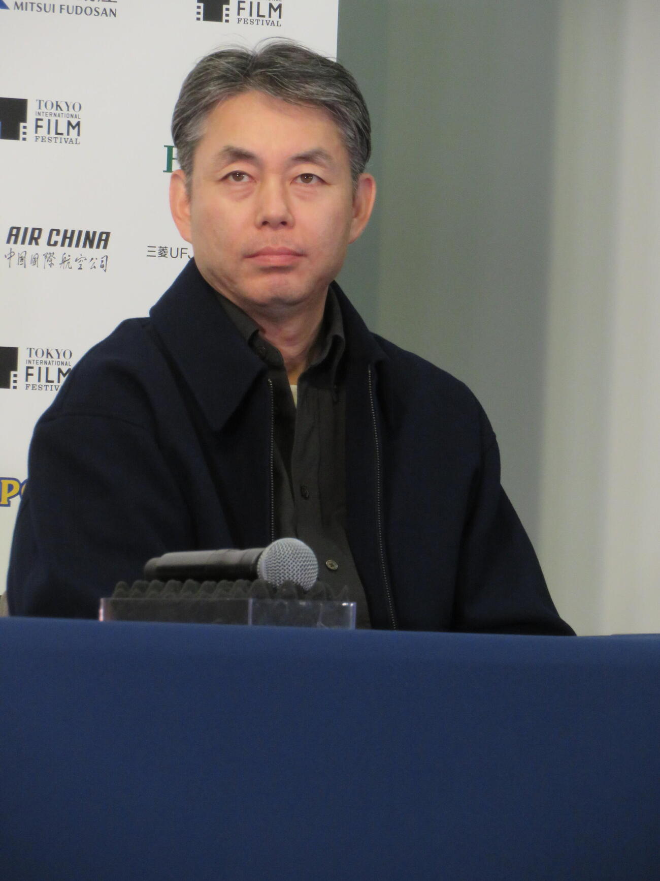 東京国際映画祭で開かれた「ディスプレイスメント・フィルム・ファンド」記者会見に出席した柳井康治氏（撮影・村上幸将）