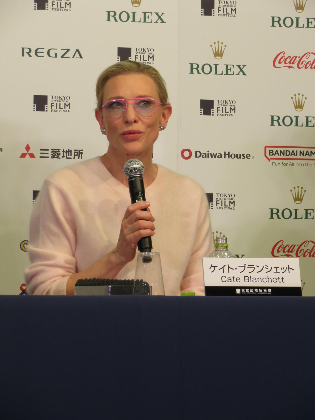 東京国際映画祭で開かれた「ディスプレイスメント・フィルム・ファンド」記者会見に出席したケイト・ブランシェット（撮影・村上幸将）