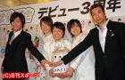 左から氷川きよし、はやぶさのヤマト、ヒカル、ショウヤ、山川豊（撮影・松本久）