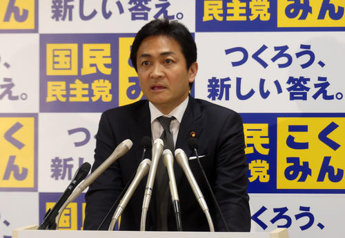自由党との合併を決めた国民民主党の玉木雄一郎代表（2019年４月24日撮影撮影）