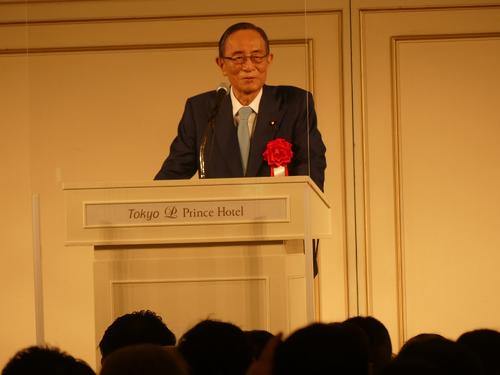 かつて「細田派」だった安倍派のパーティーであいさつする細田博之衆院議長（2022年5月17日撮影）