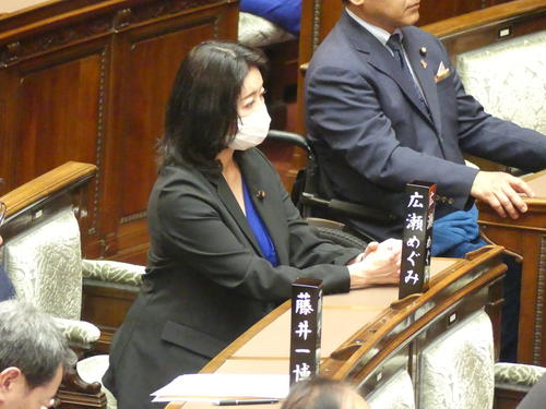 不倫問題謝罪後、初めて参院本会議に出席した、当時自民党の広瀬めぐみ参院議員（2024年3月8日撮影）