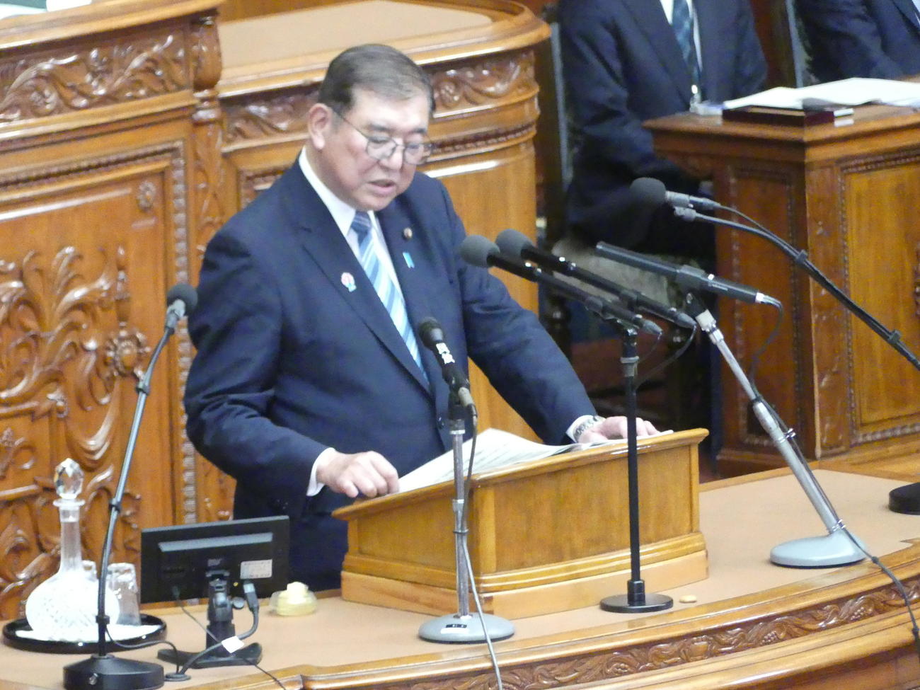通常国会召集日の施政方針演説では、用意した原稿に目を落とす場面が目立った石破茂首相（2025年1月24日撮影）