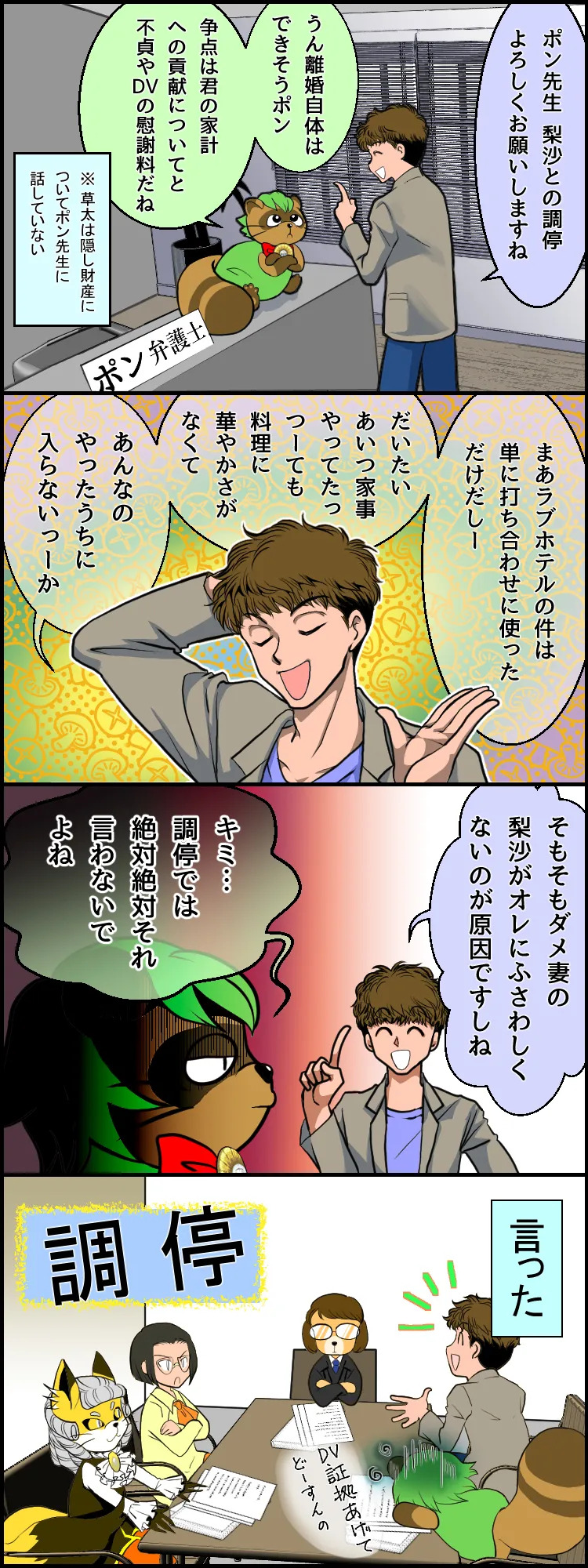 それ、調停で絶対に言っちゃダメなやつ......（c）赤ネコ