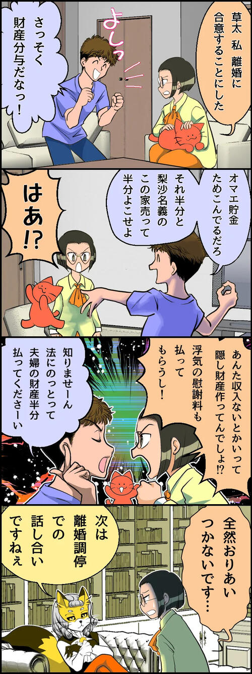 話し合いは平行線。離婚調停へ (c)赤ネコ
