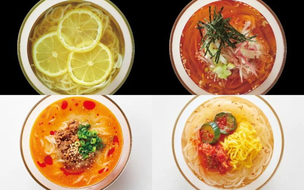 夏の限定メニューで提供する4種類の冷麺（写真＝物語コーポレーション）