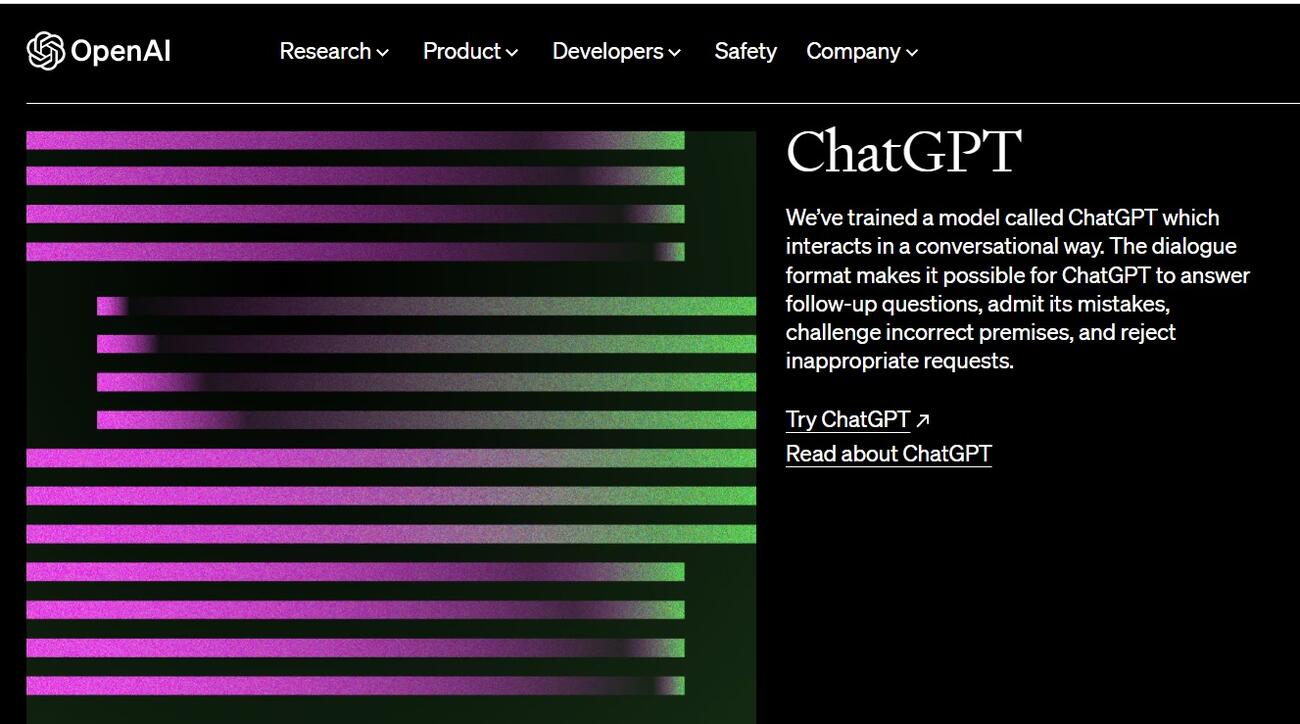 チャットGPTを提供するオープンAIのサイト