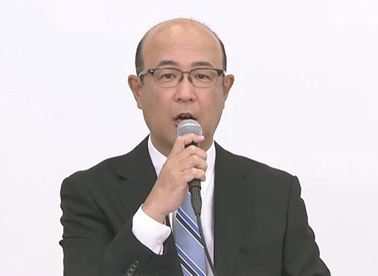 オンラインの記者会見で2026年3月期連結決算について説明する、トヨタ自動車の近健太社長（共同）